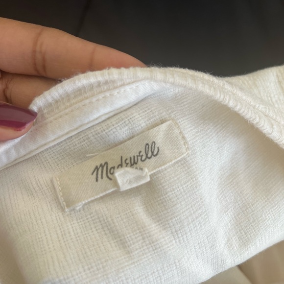 Madewell cotton blend blouse off shoulder cream beige casual - Picture 4 of 5